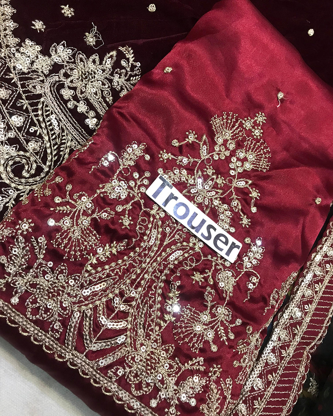 Elegant Luxury Mehroon Velvet