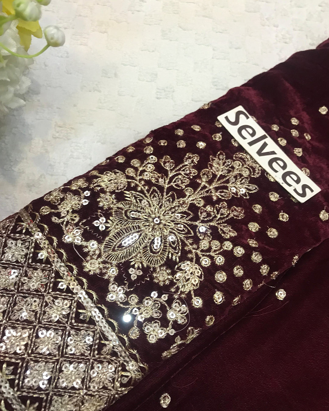 Elegant Luxury Mehroon Velvet