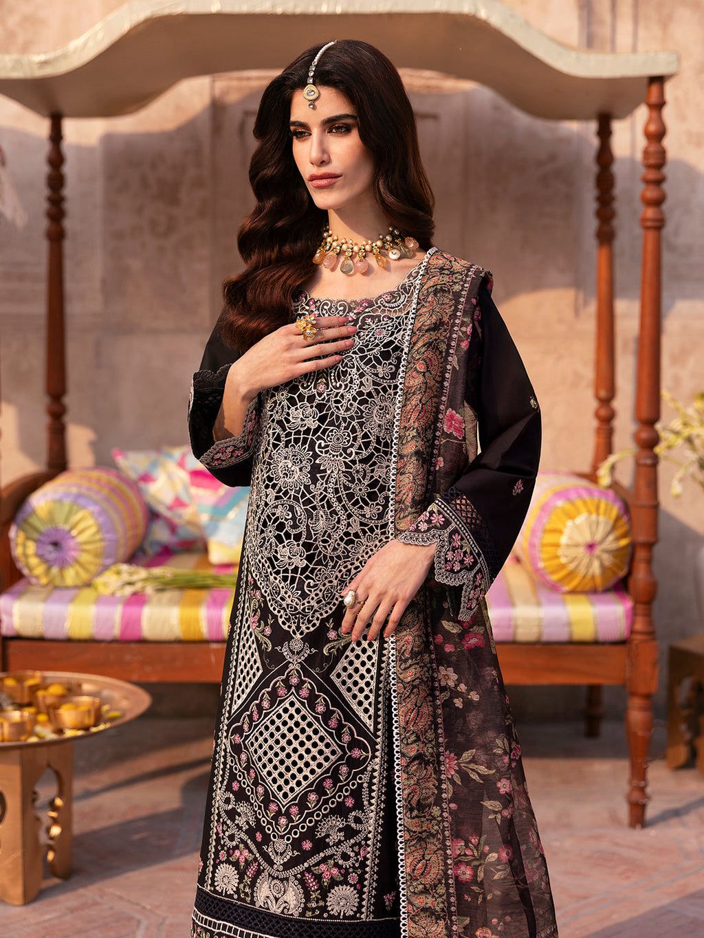 Mahnur Noir Elegance (Unstitched 3PC)