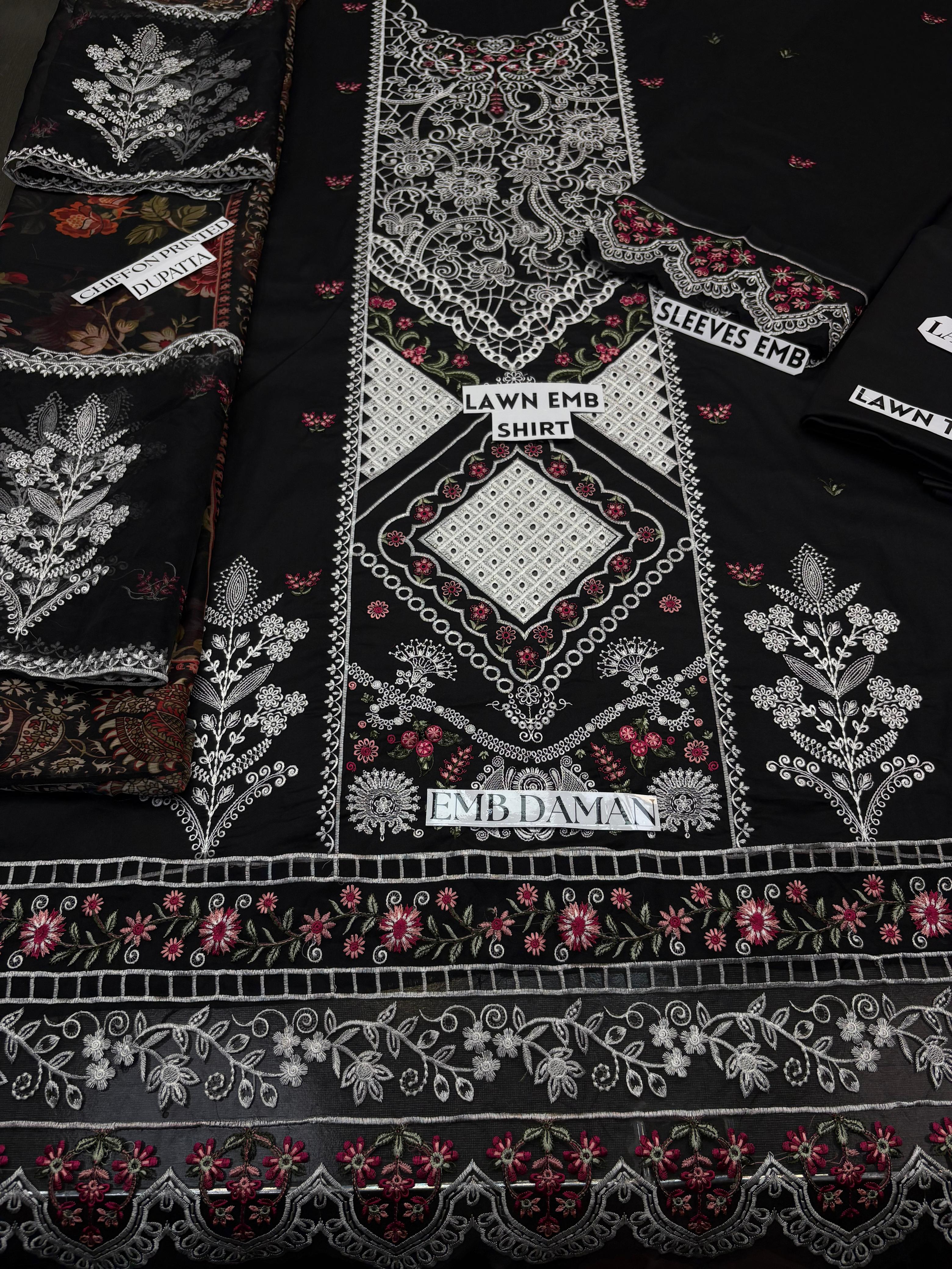 Mahnur Noir Elegance (Unstitched 3PC)